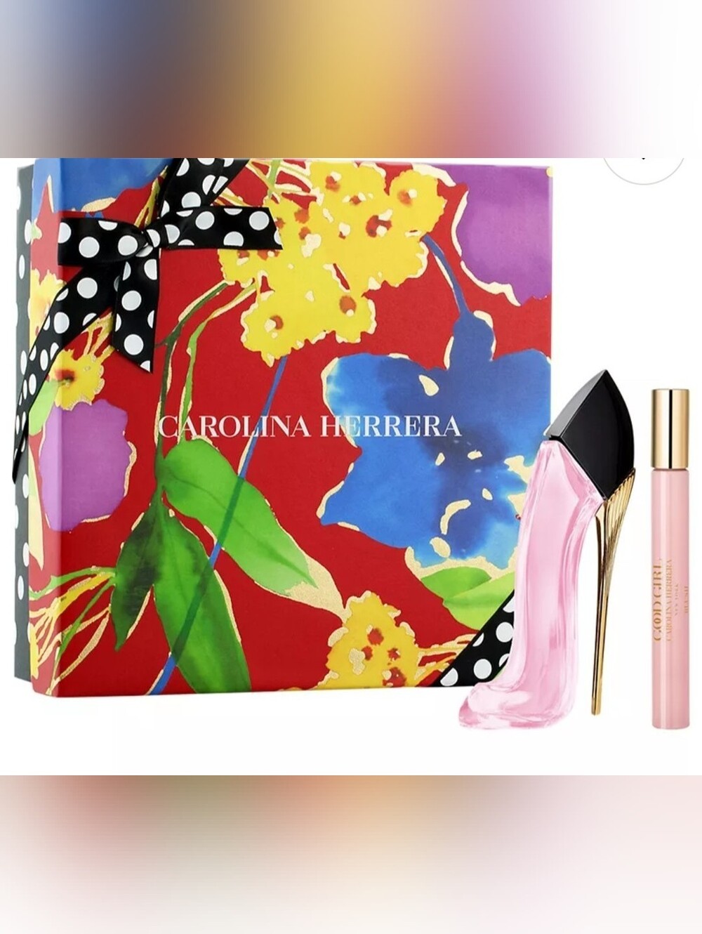 Carolina Herrera Bright Floral Gift Box with Polka Dot Ribbon